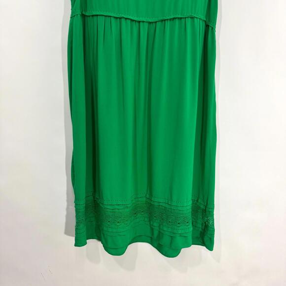 Max Studio Women’s Size XS Green Lightweight Pleated Crochet Detail Mini Dress - Picture 11 of 12